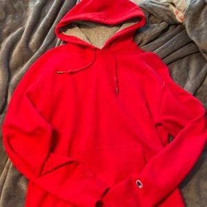 Red Champion men’s hoodie. Size medium